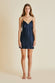 Xena Navy Silk Satin Slip Dress