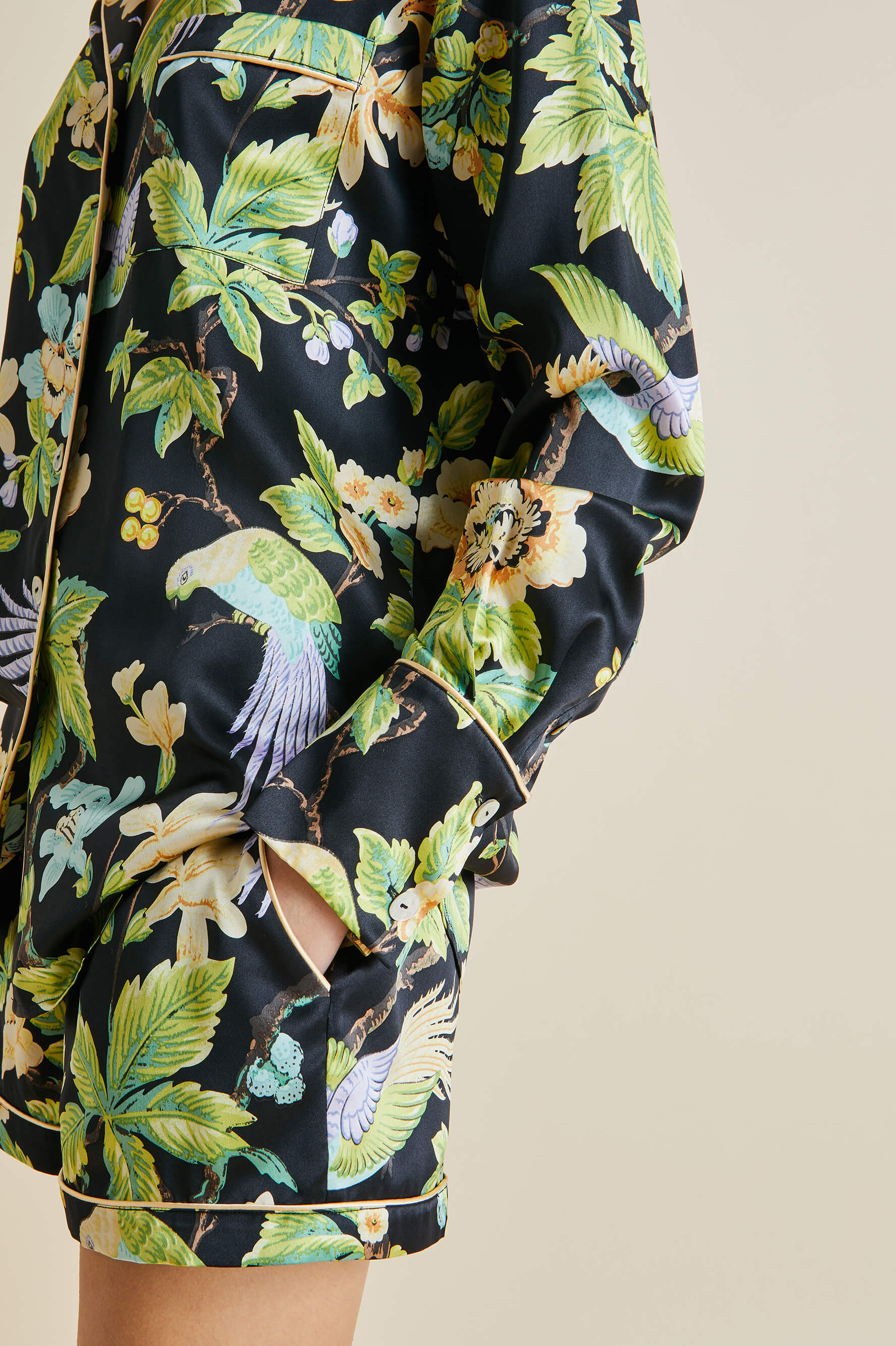 Alba Alkonist Black Floral Silk Satin Pyjamas