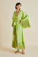 Amina Palm Green Silk Fringed Robe