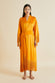 Amina Orange Fringed Silk Satin Robe