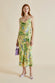 Bibi Arcadius Green Floral Silk Devoré Slip Dress