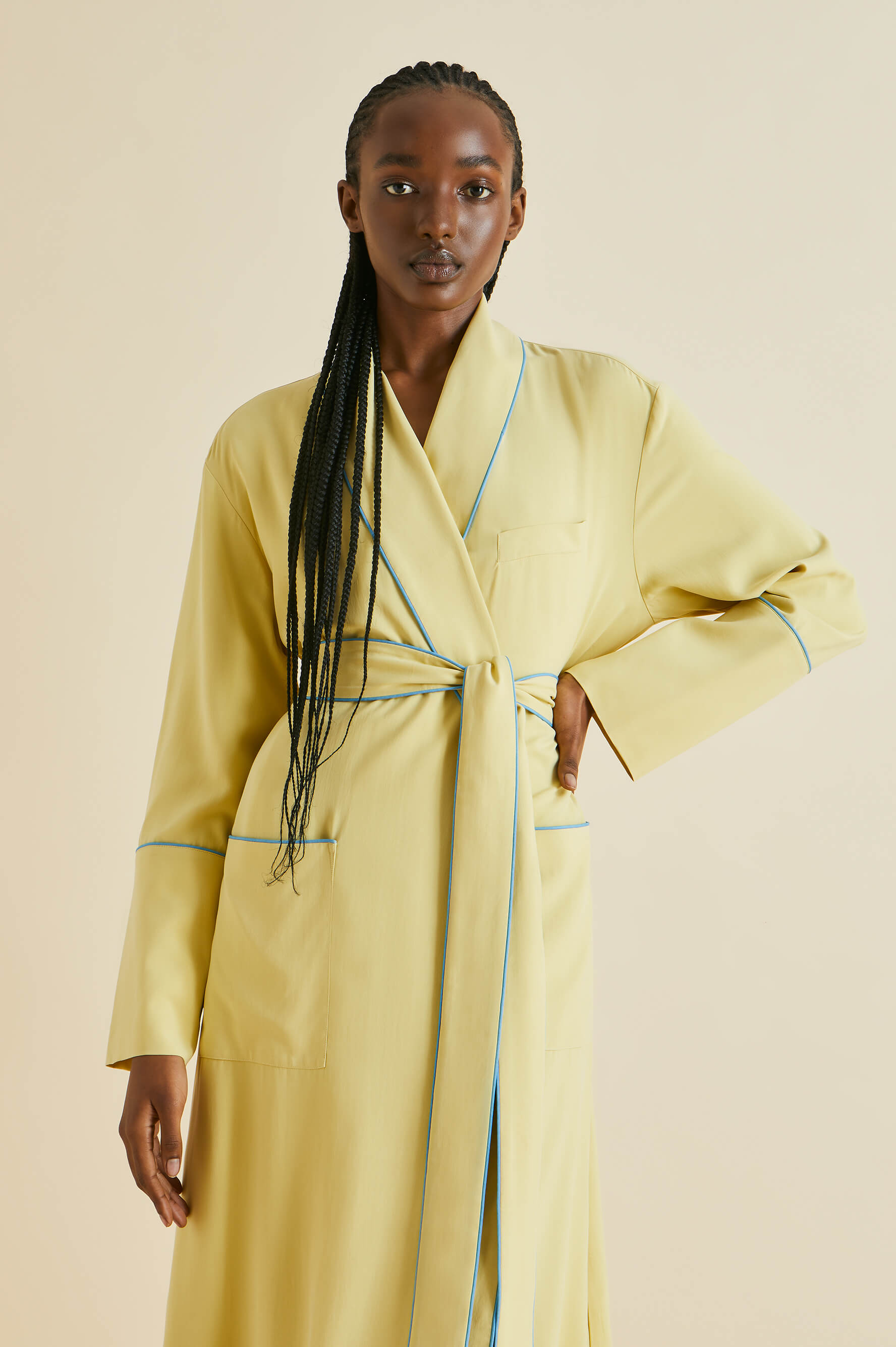 Capability Yellow Silk Habotai Robe