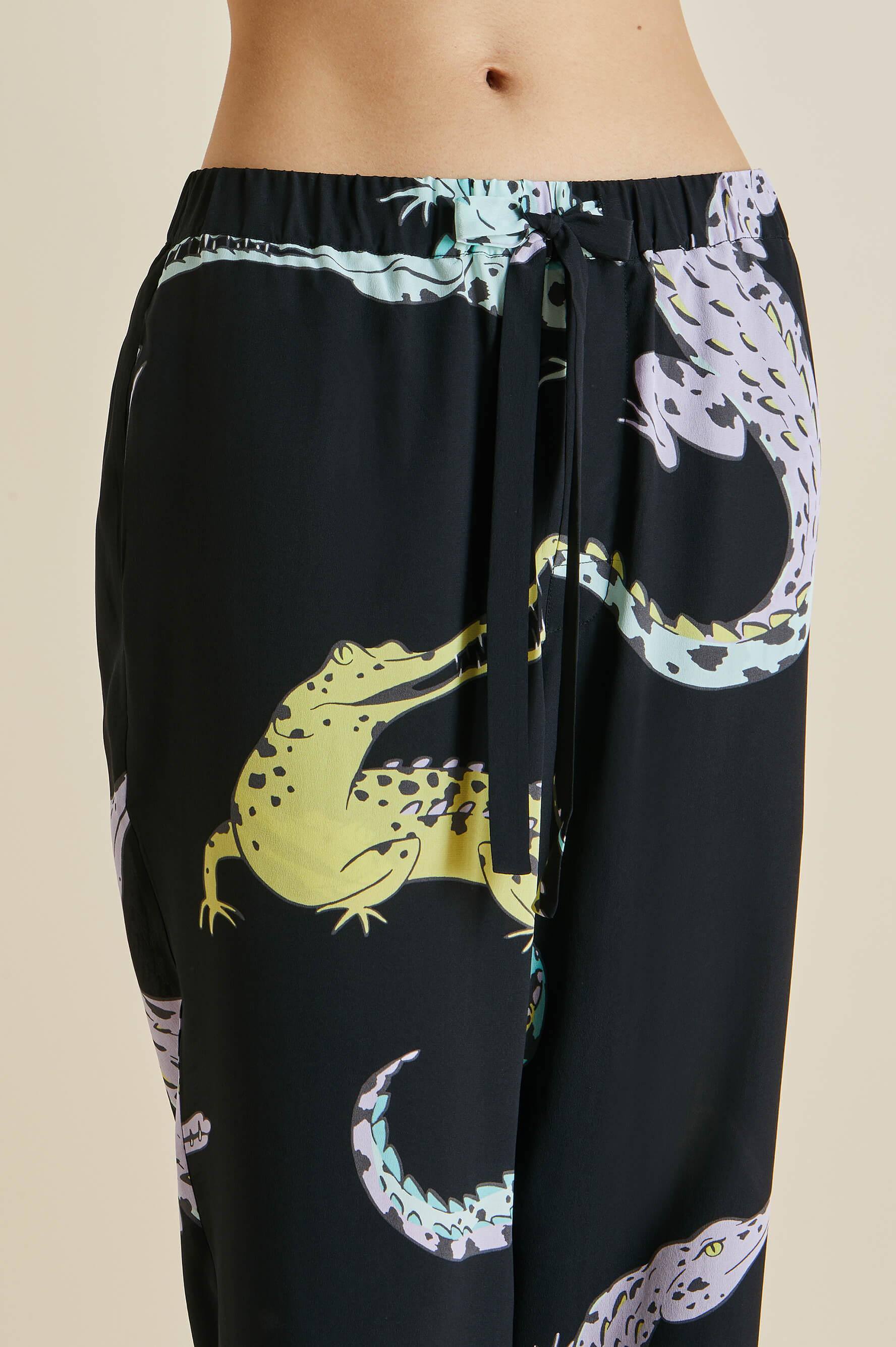 Casablanca Sanuk Black Crocodile Silk Crêpe de Chine Pyjamas