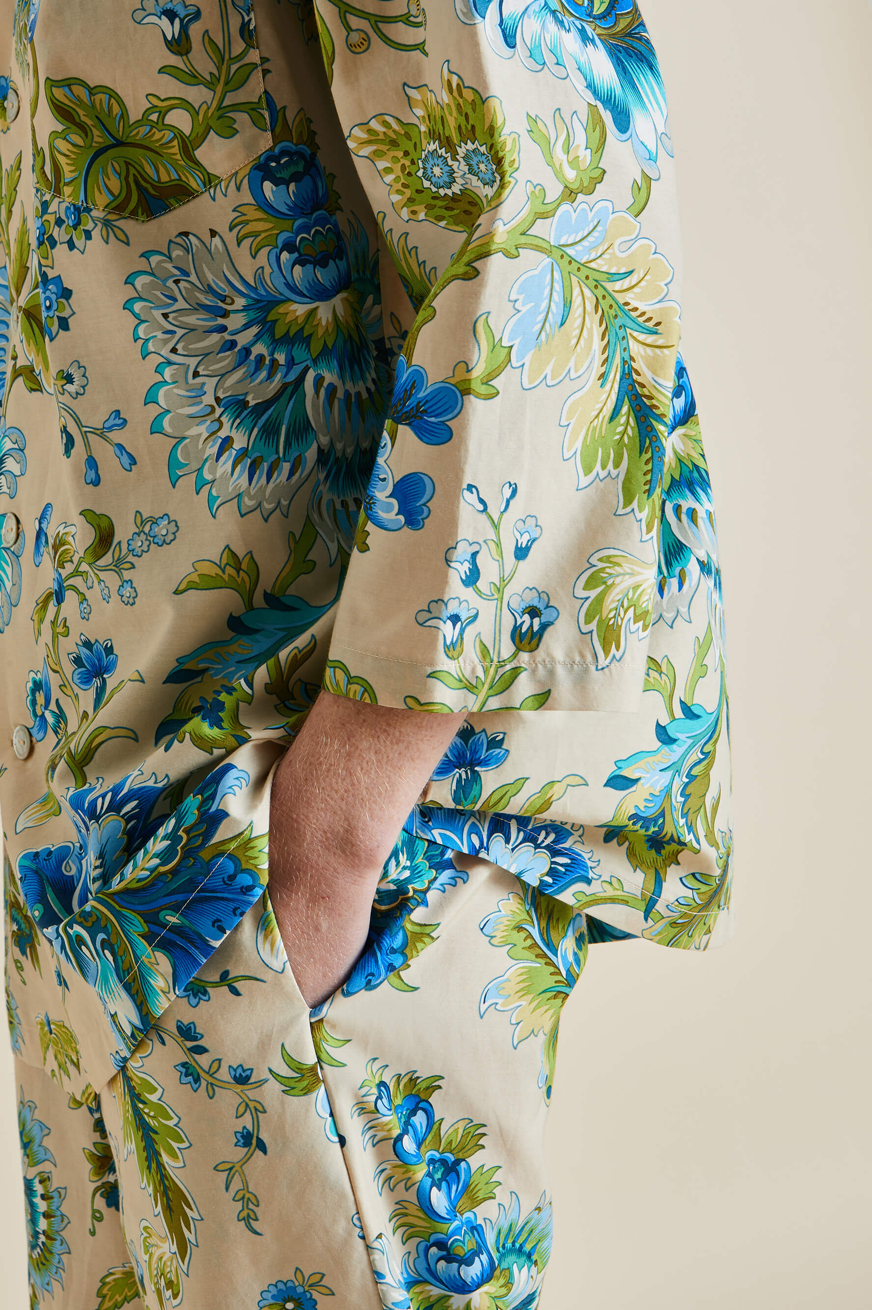 Casablanca Jasmine Blue Floral Cotton-Silk Pyjamas