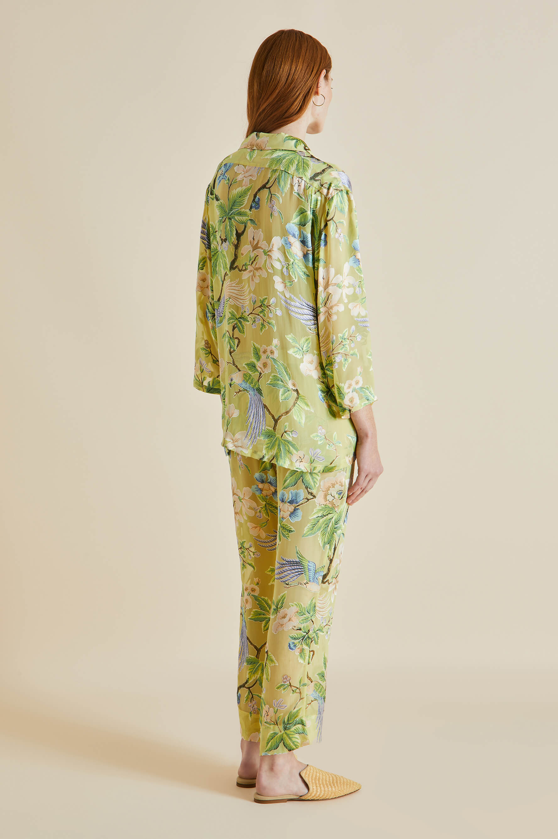 Casablanca Arcadius Green Floral Silk Devoré Pyjamas