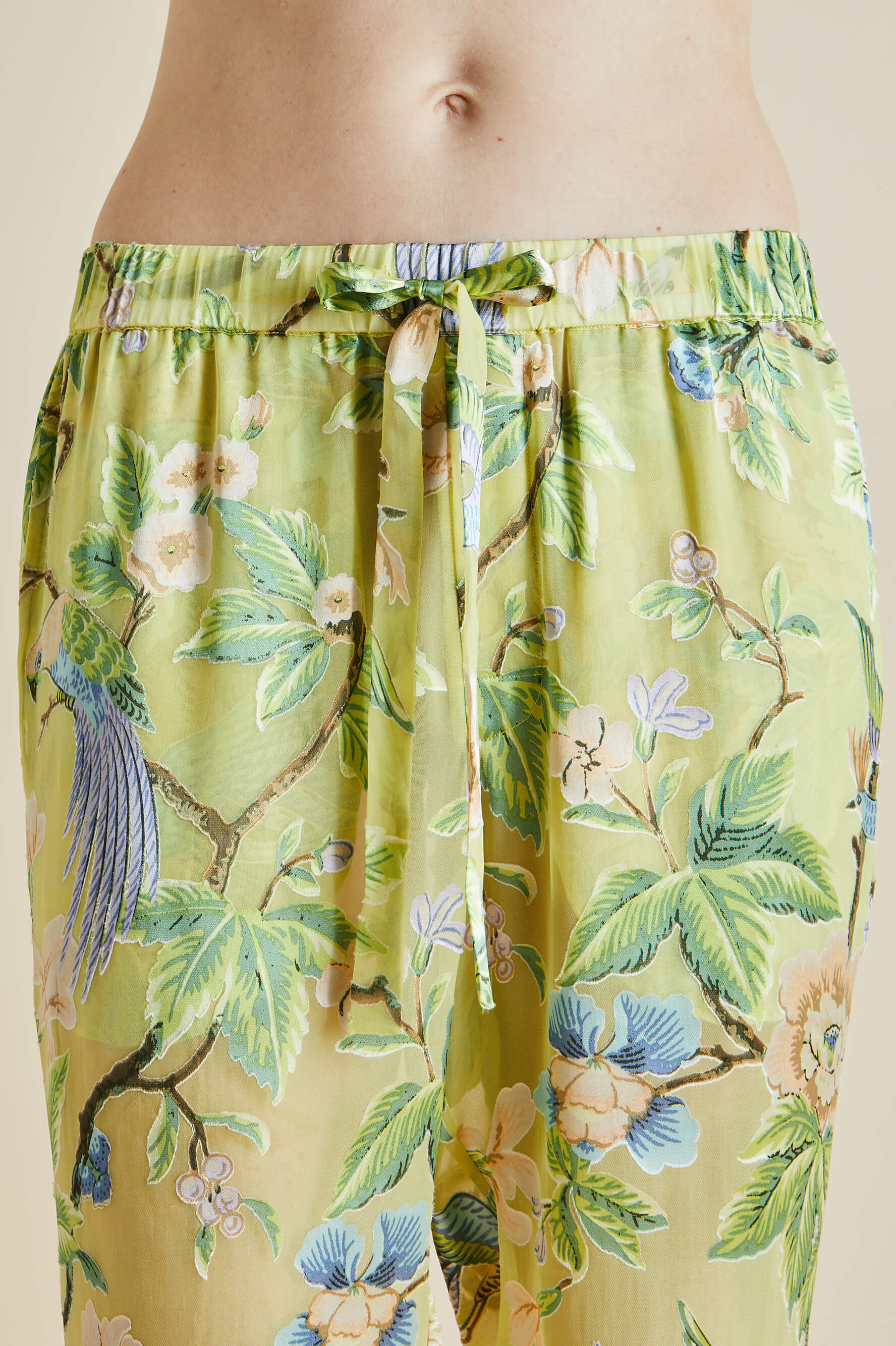 Casablanca Arcadius Green Floral Silk Devoré Pyjamas