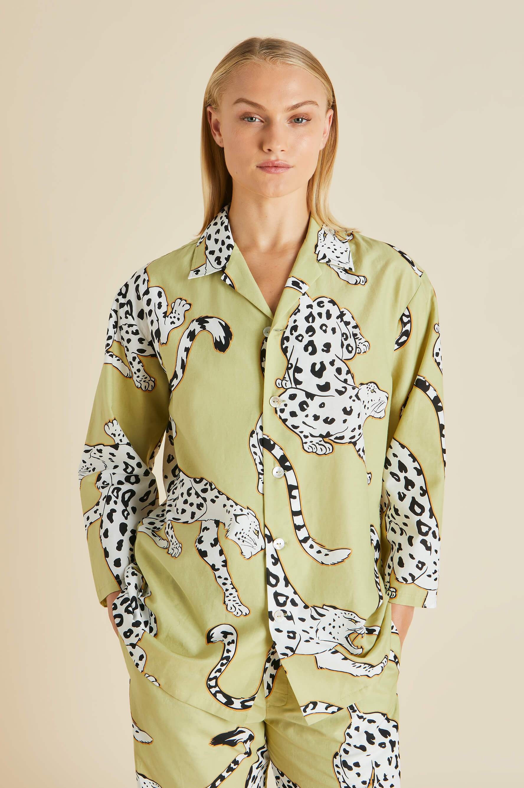 Casablanca Mungo Green Leopard Cotton-Silk Pyjamas