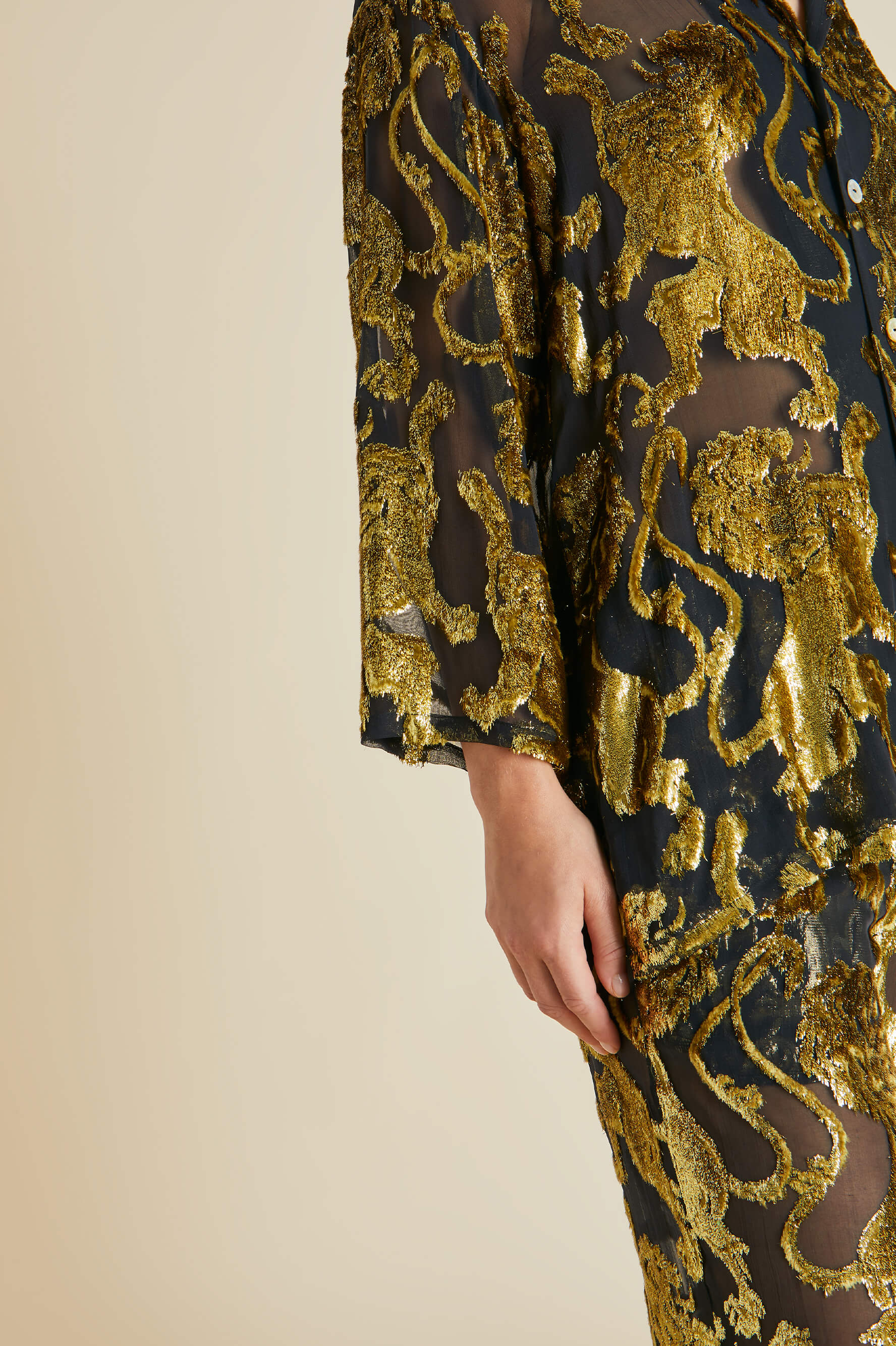 Casablanca Noble Gold Lion Velvet Lurex Pyjamas