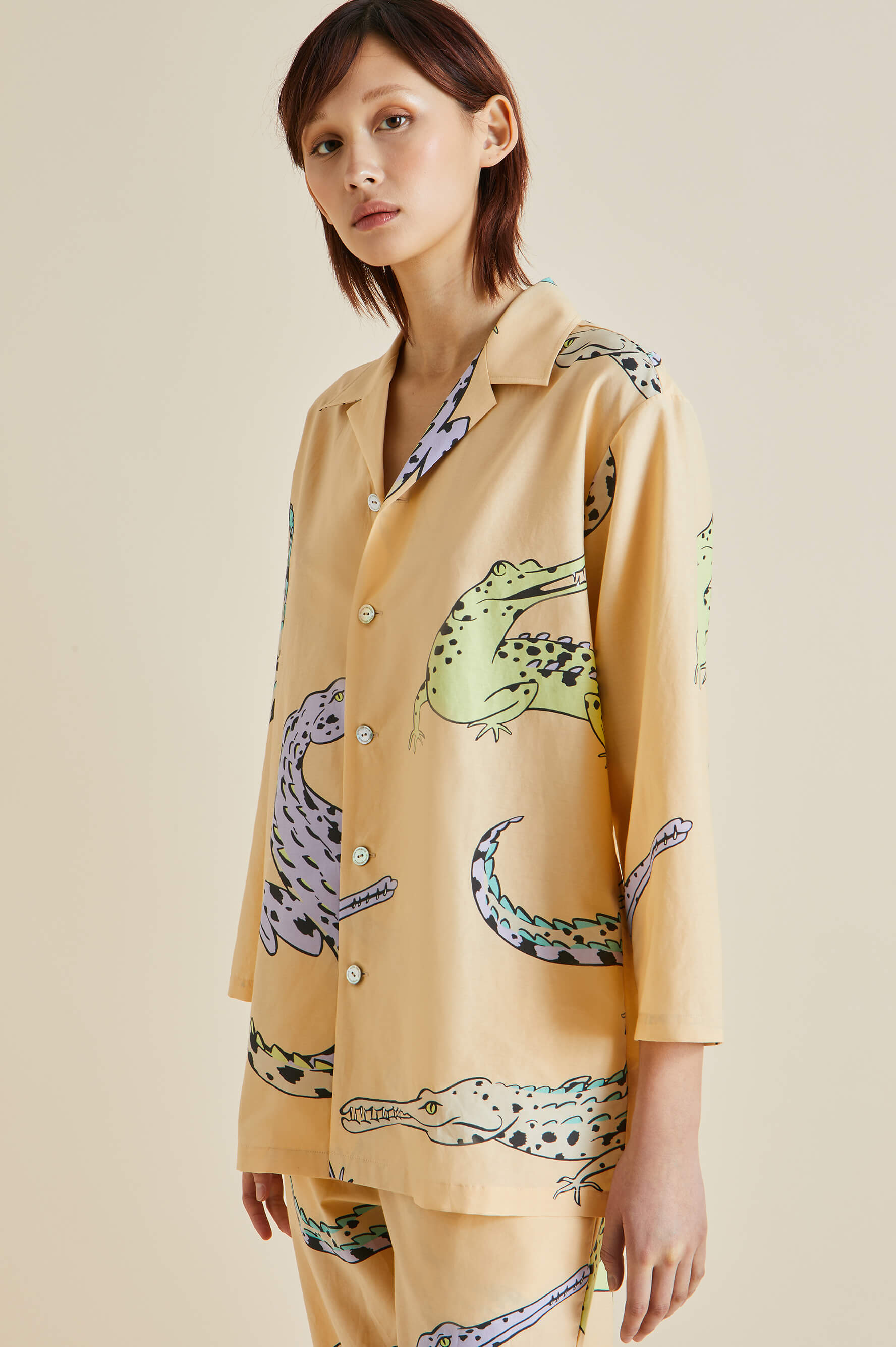 Casablanca Soloma Orange Crocodile Cotton-Silk Pyjamas