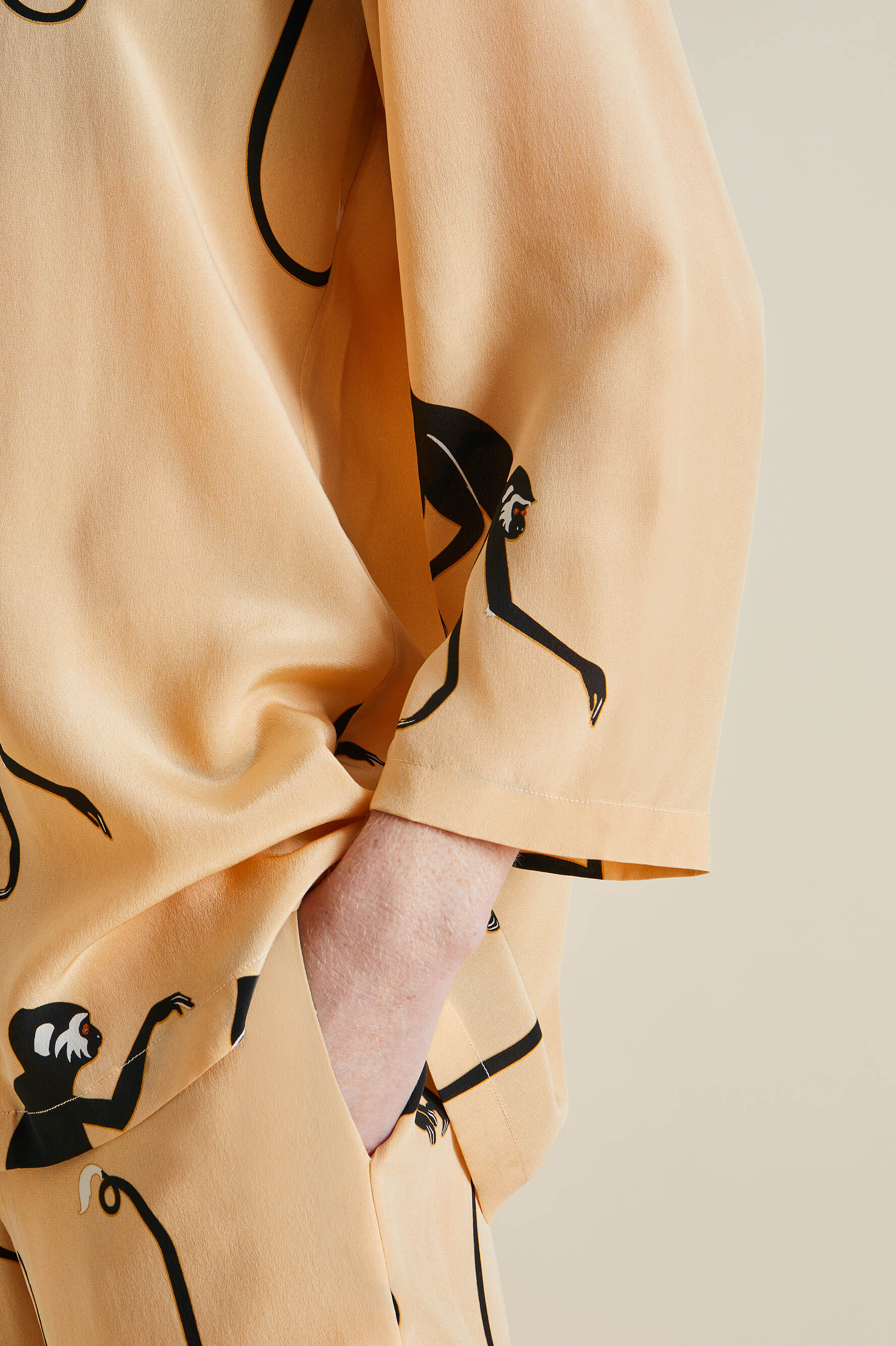Casablanca Janda Orange Monkey Silk Crêpe de Chine Pyjamas