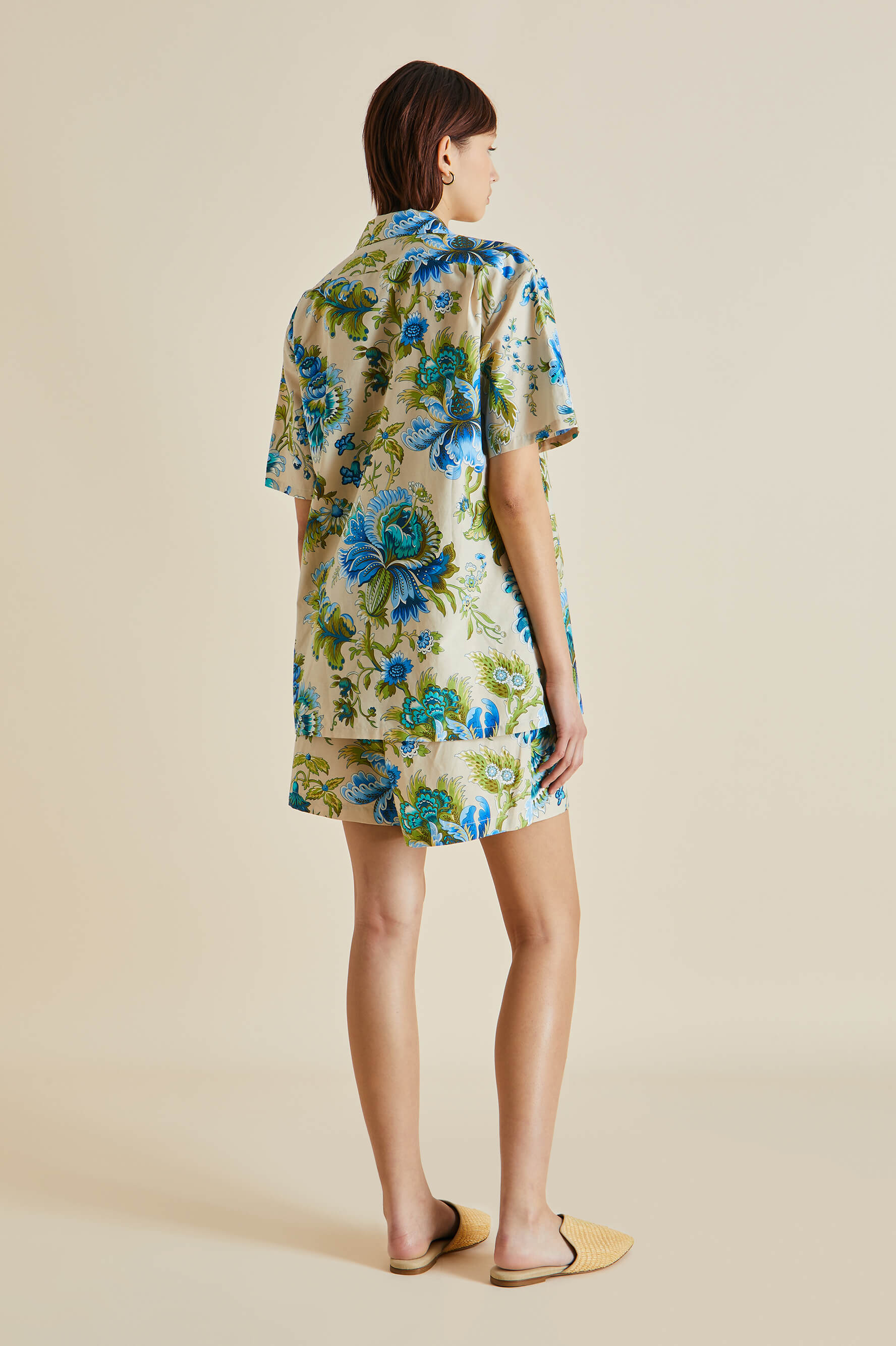 Emeli Jasmine Blue Floral Cotton-Silk Pyjamas