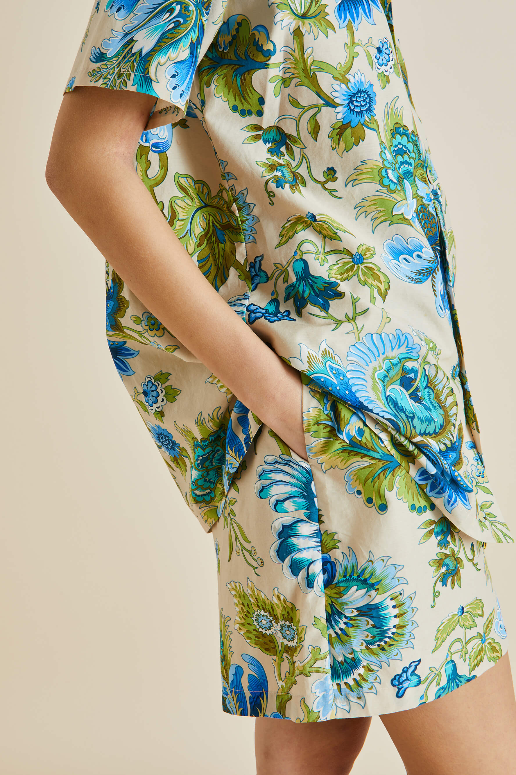 Emeli Jasmine Blue Floral Cotton-Silk Pyjamas