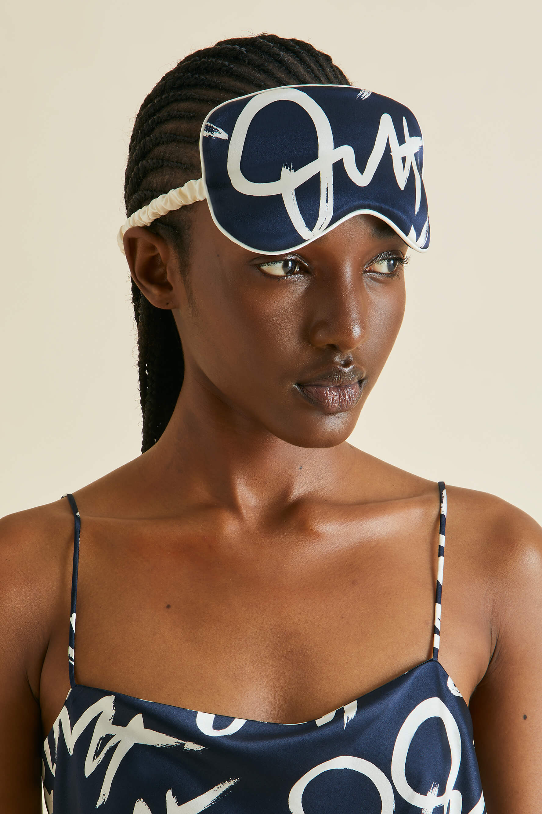 Brigitte Navy Signature Silk Satin Eye Mask