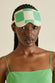 Croisette Green Gingham Cotton-Silk Eye Mask
