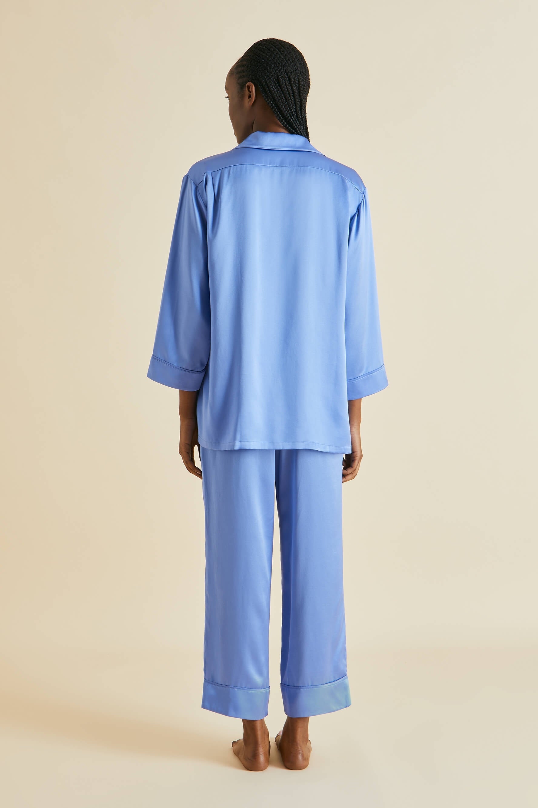 Fifi Blue Silk Satin Pyjamas