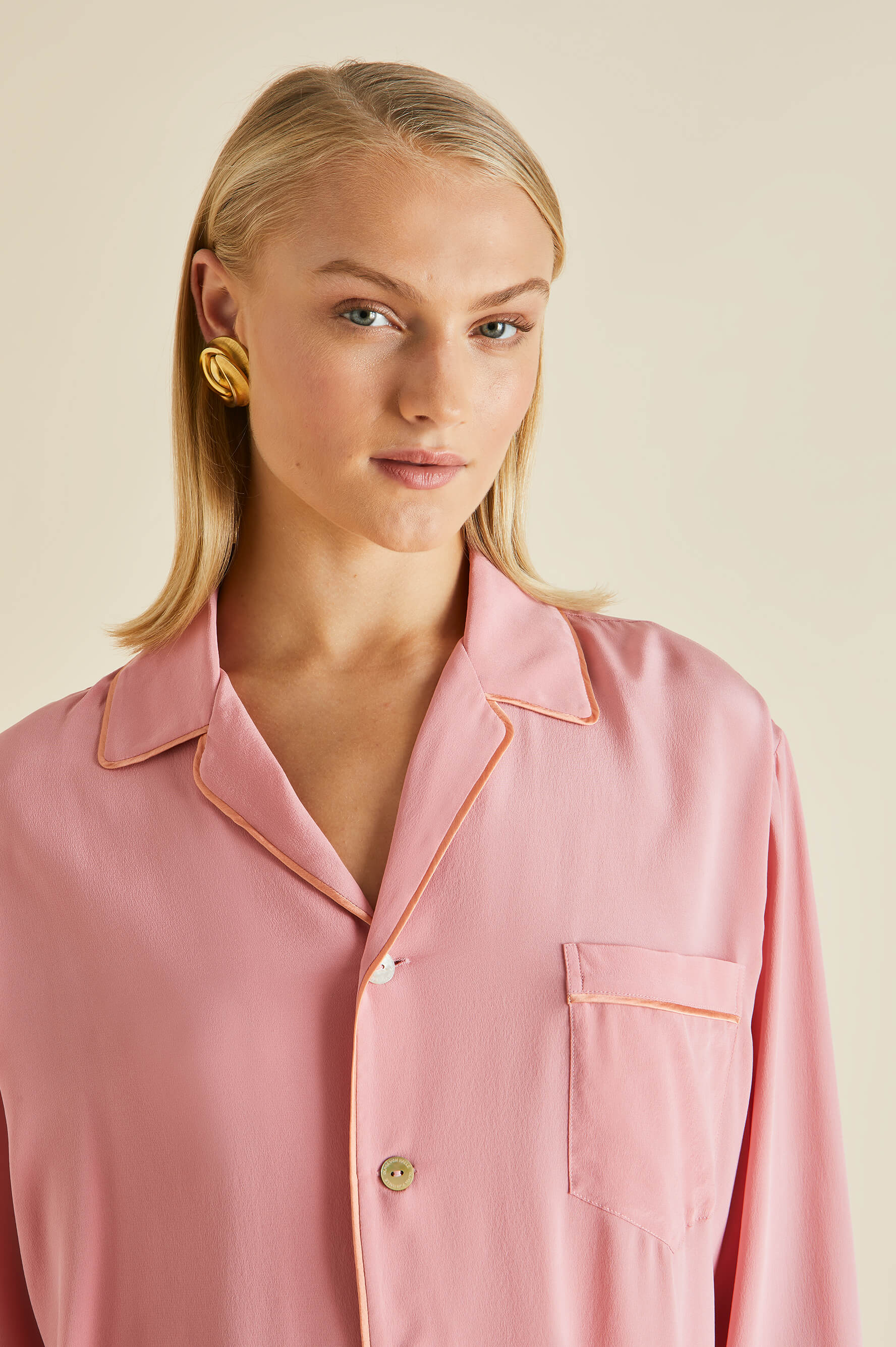 Fifi Pink Pyjamas in Silk Crêpe de Chine