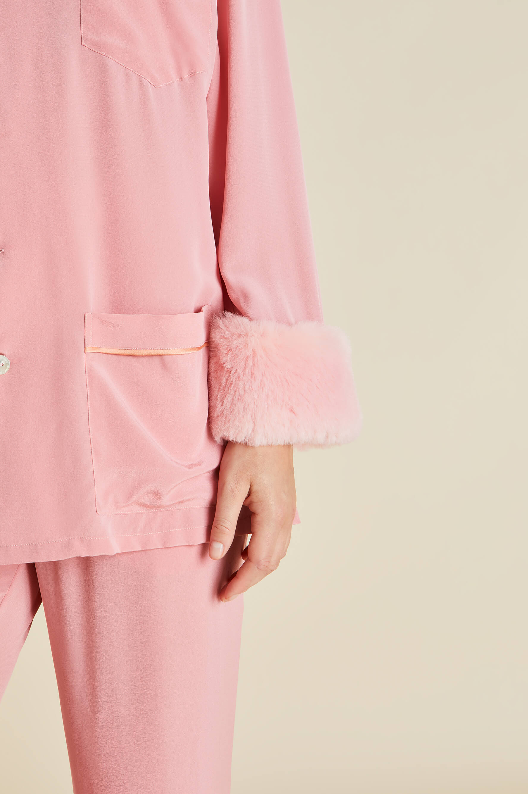 Fifi Pink Pyjamas in Silk Crêpe de Chine