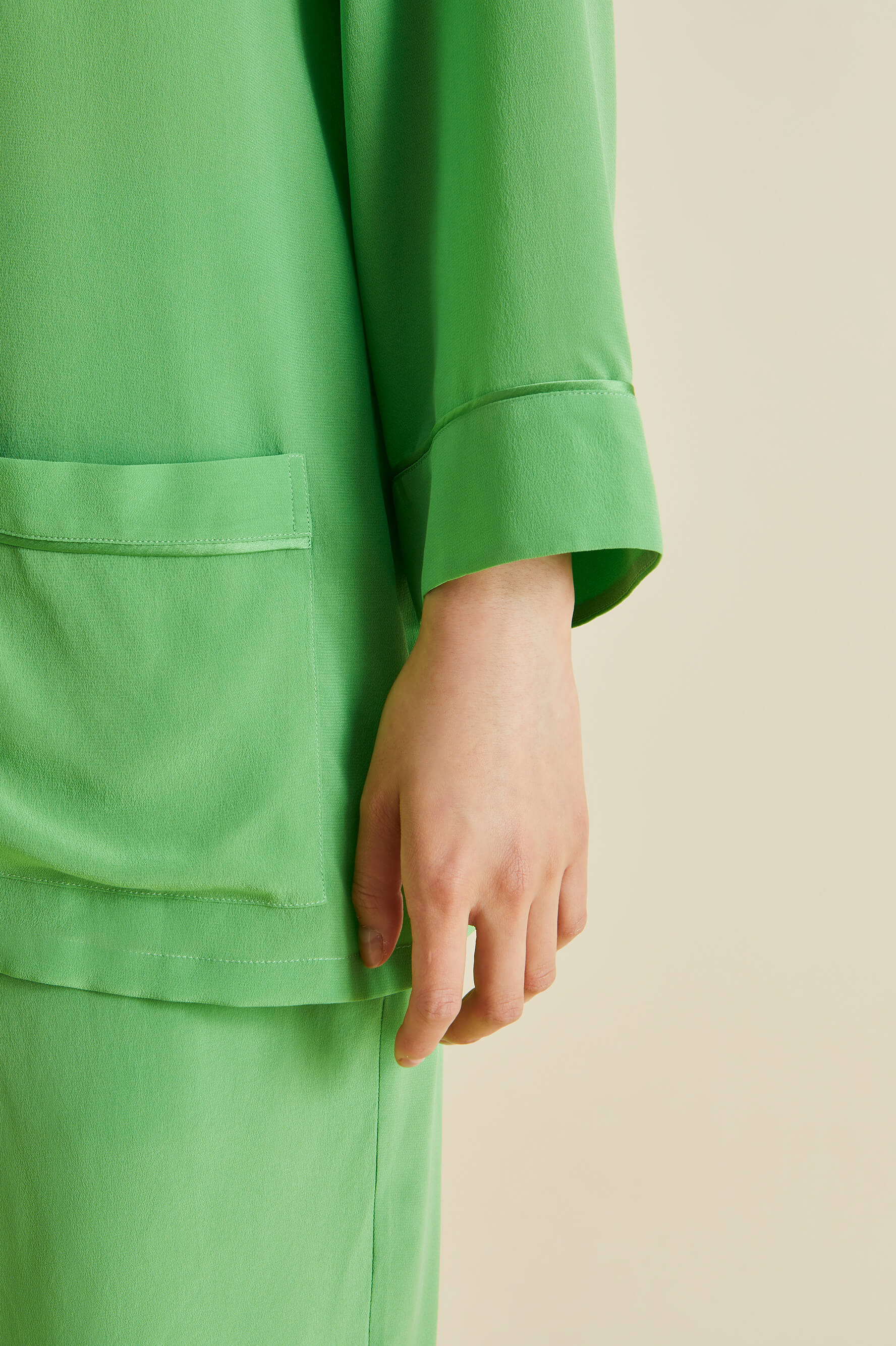 Fifi Green Silk Crêpe de Chine Pyjamas