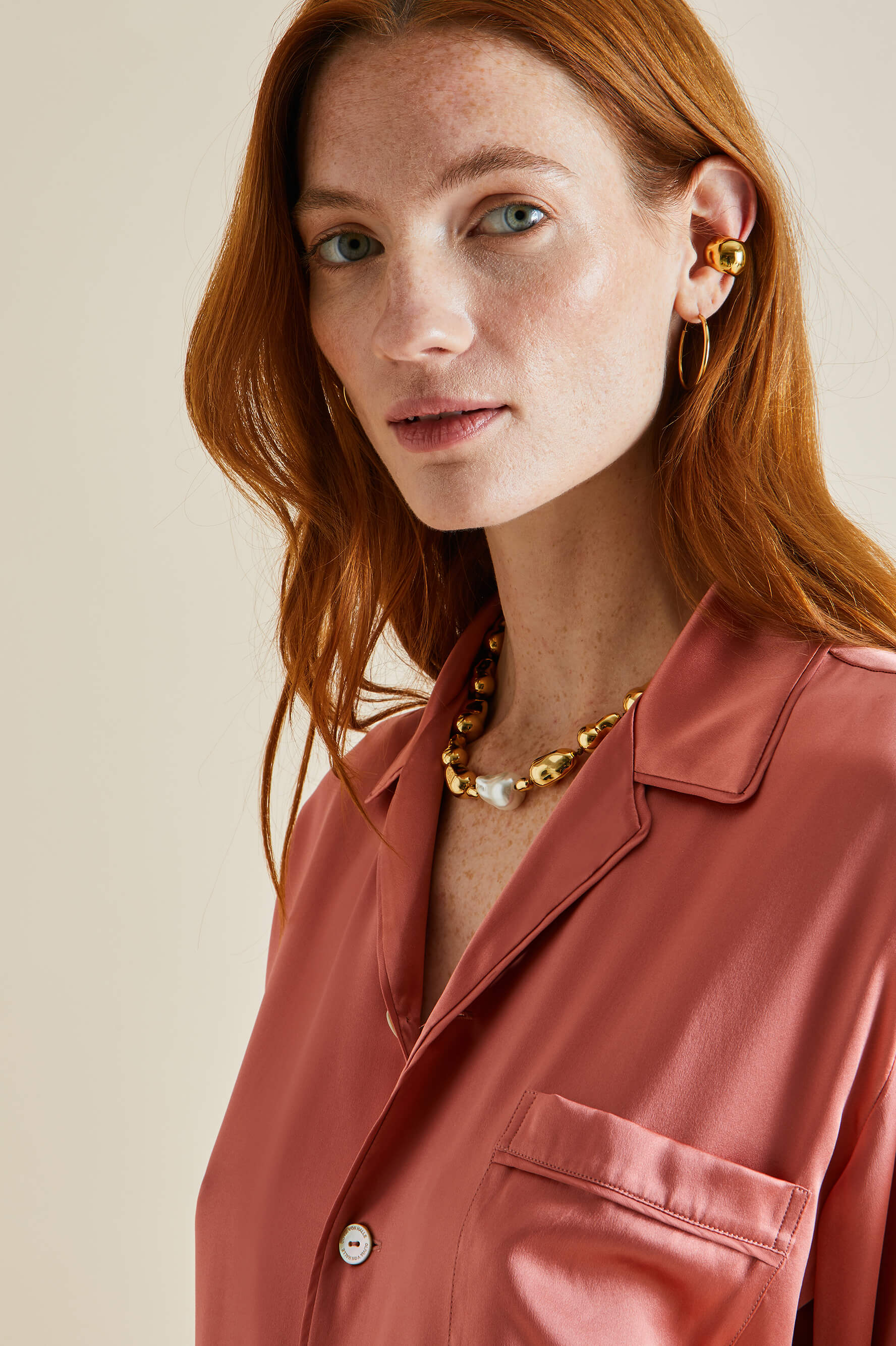 Fifi Rose Pink Silk Satin Pyjamas