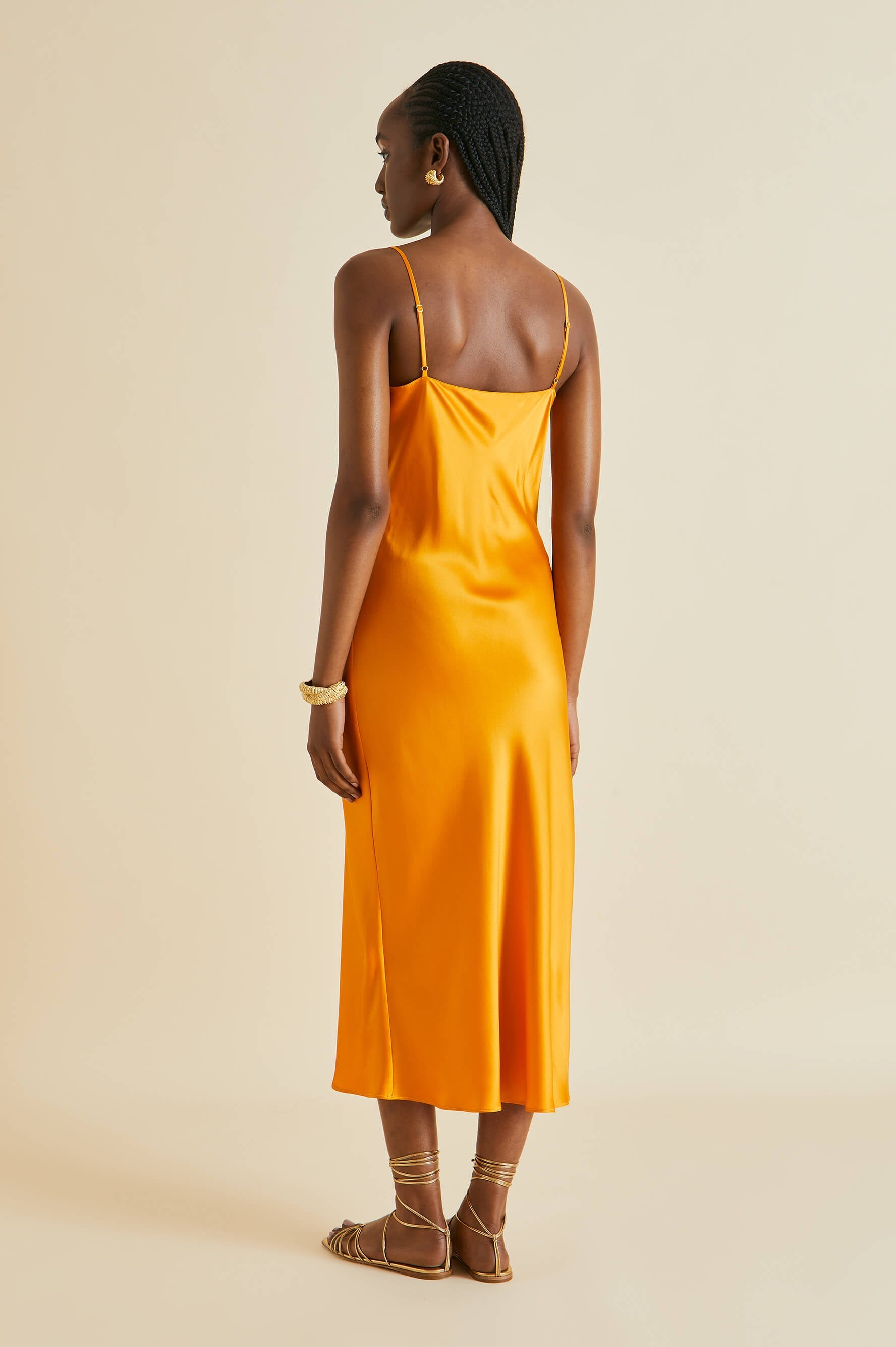 Icon Orange Silk Satin Slip Dress