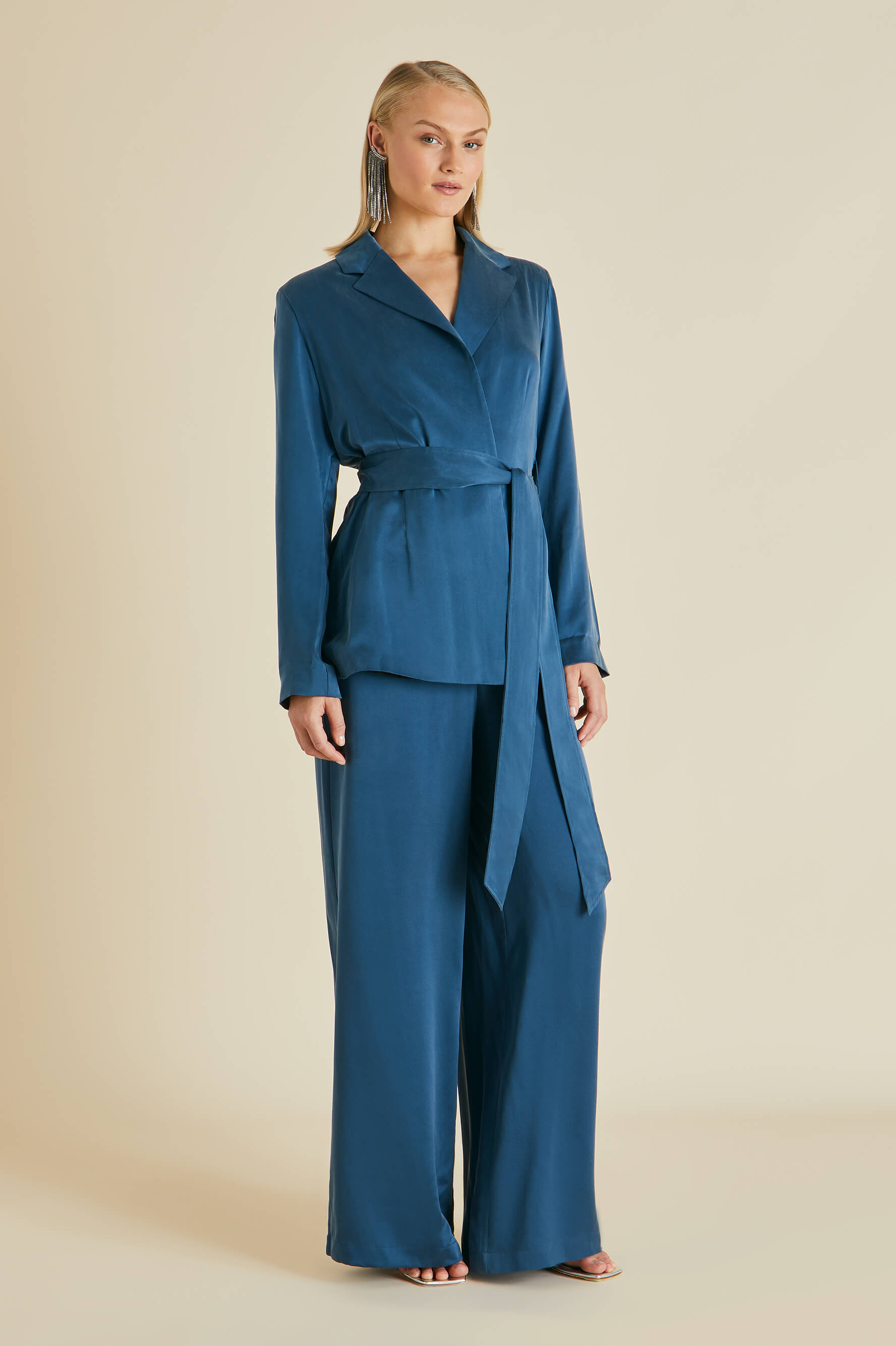 jagger blue silk habotai pyjamas