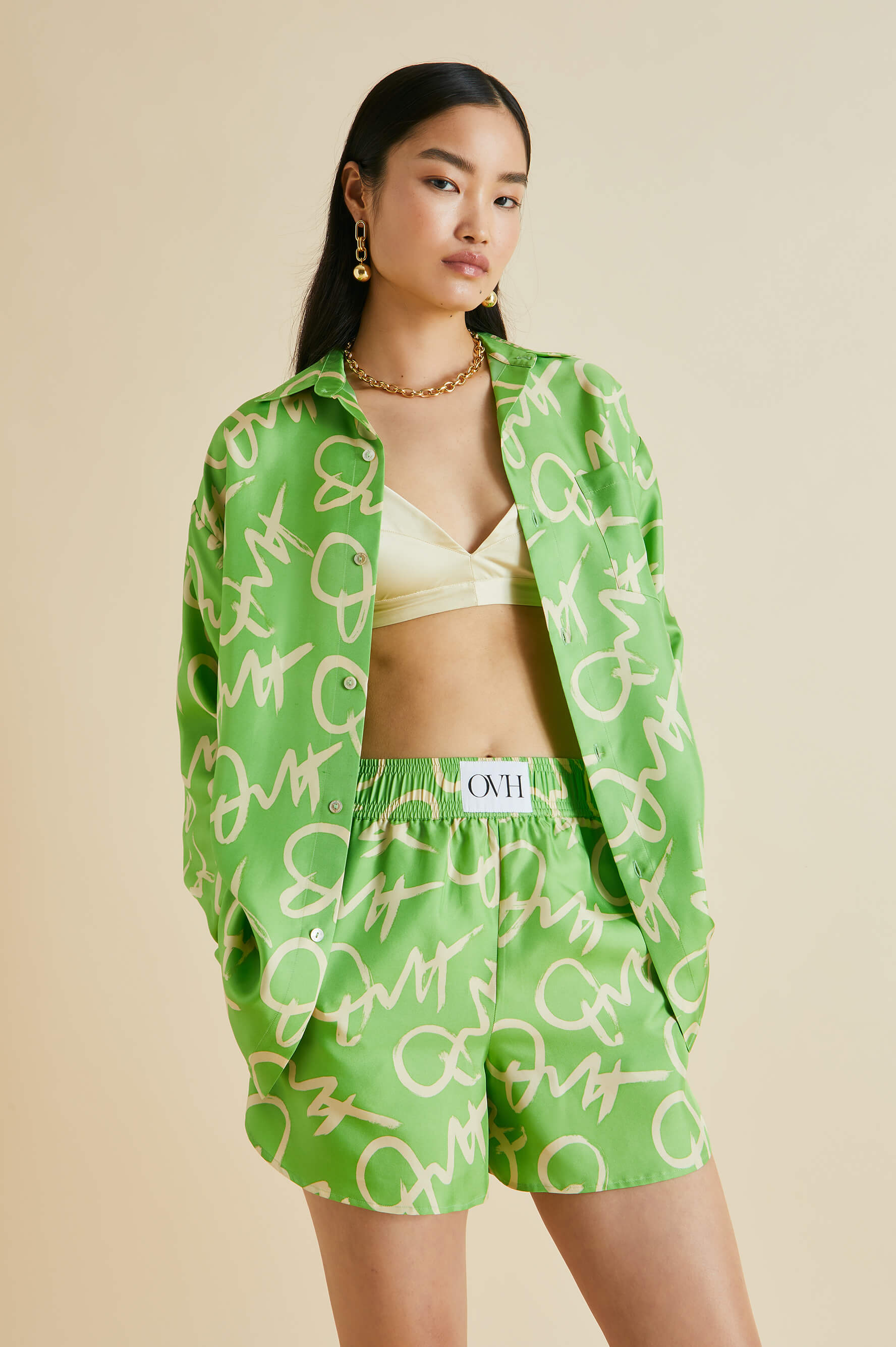 Kick Beauvoir Green Signature Silk Twill Pyjamas
