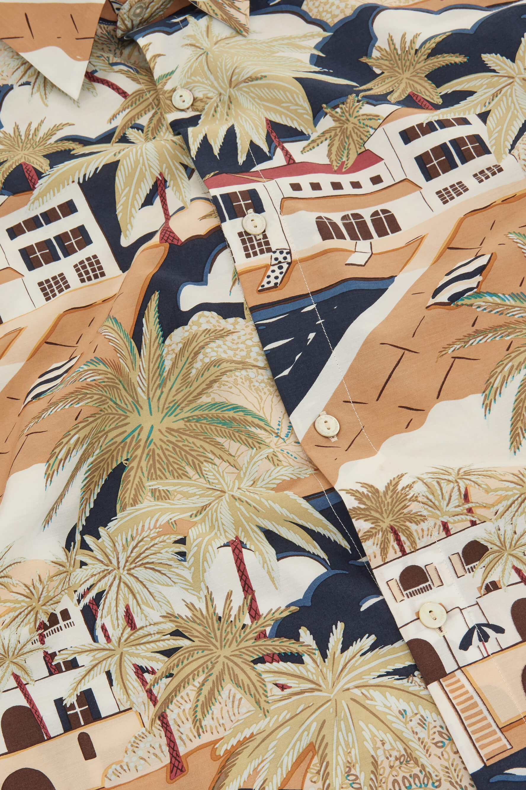 Kick Ponche Navy Palm Cotton-Silk Pyjamas
