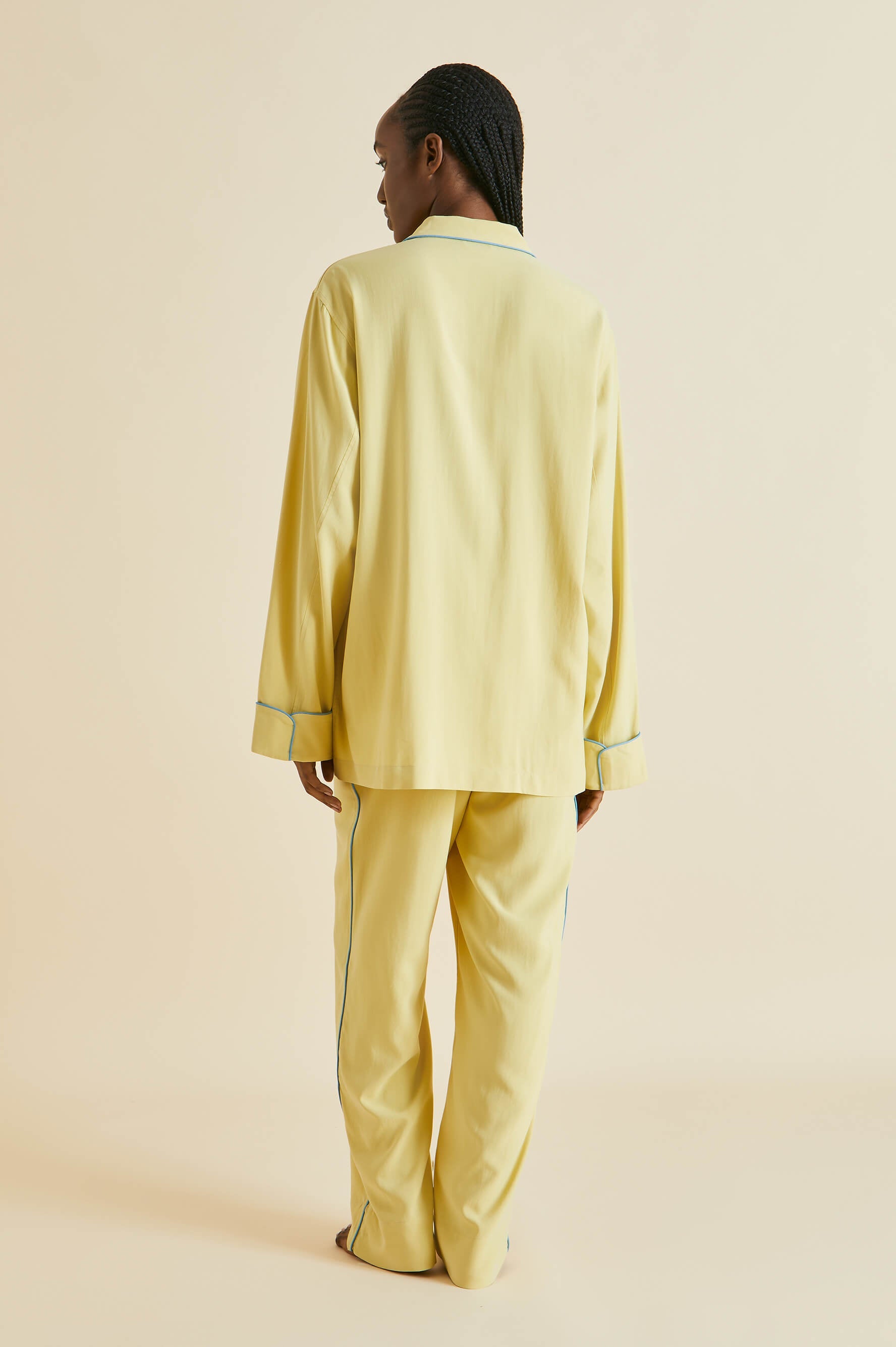 Laurent Yellow Silk Habotai Pyjamas