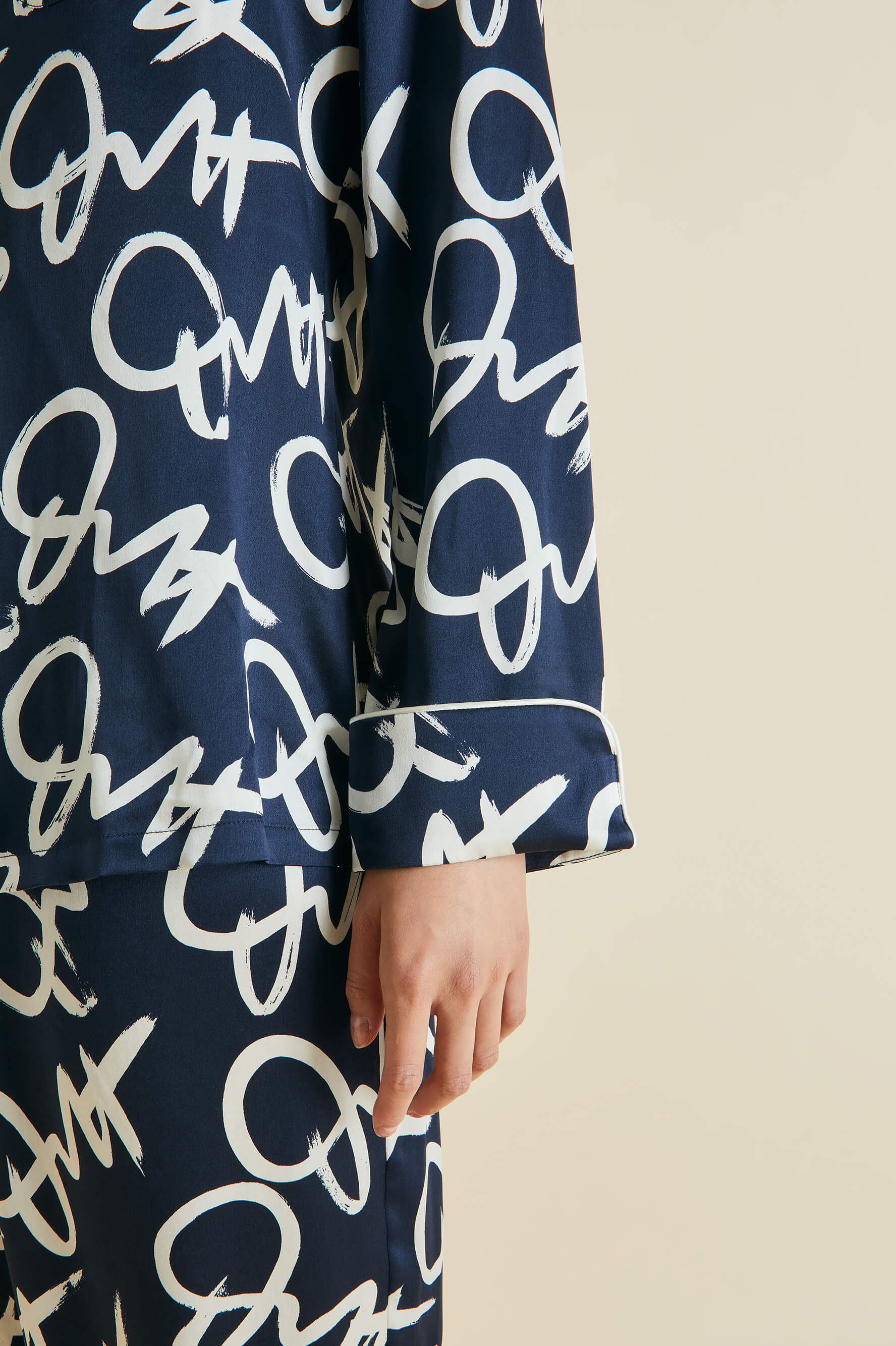 Lila Brigitte Navy Signature Silk Satin Pyjamas