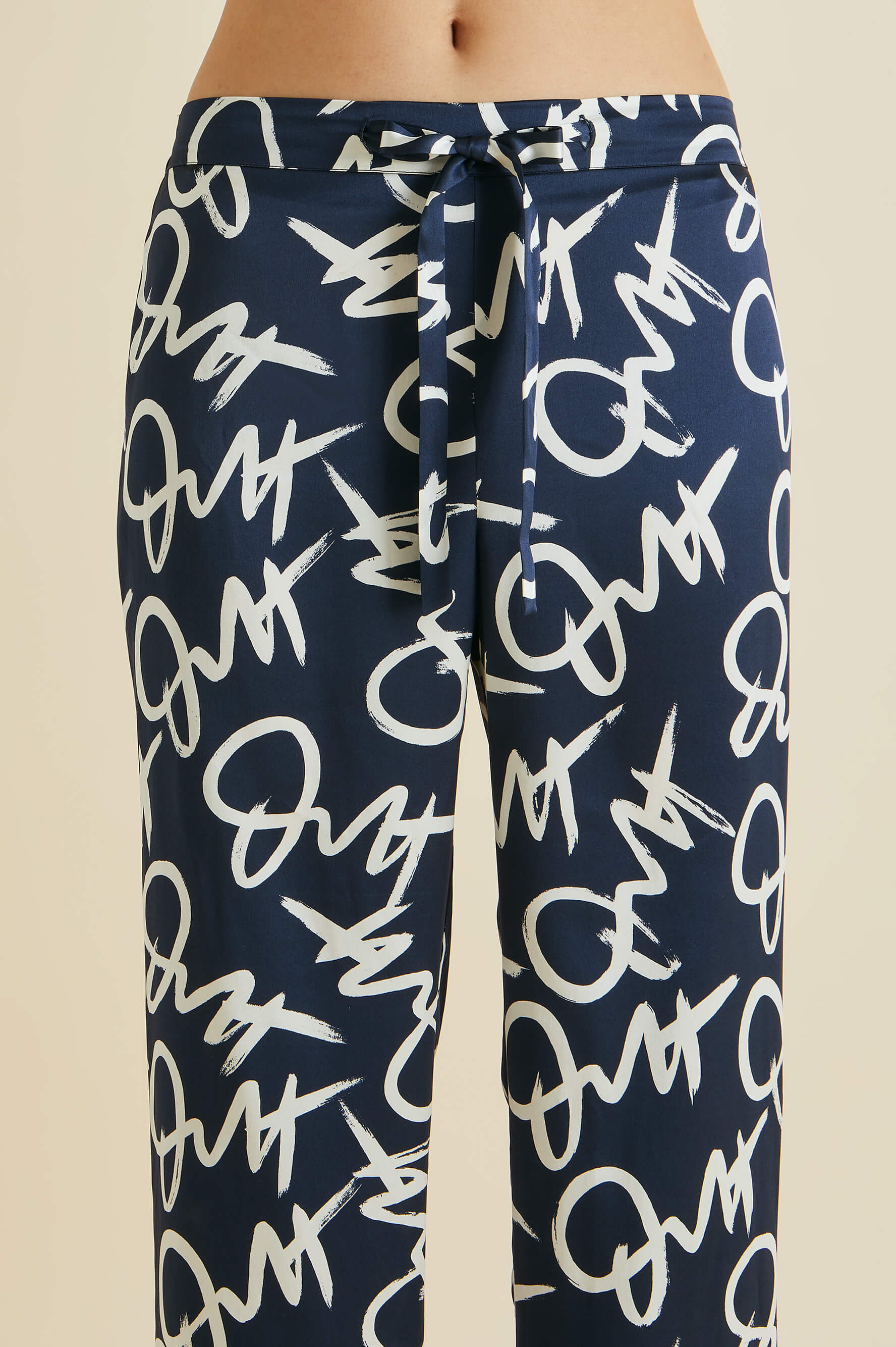 Lila Brigitte Navy Signature Silk Satin Pyjamas