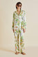 Lila Adisorn Cream Floral Silk Satin Pyjamas