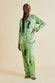 Lila Deneuve Green Zebra Silk Satin Pyjamas