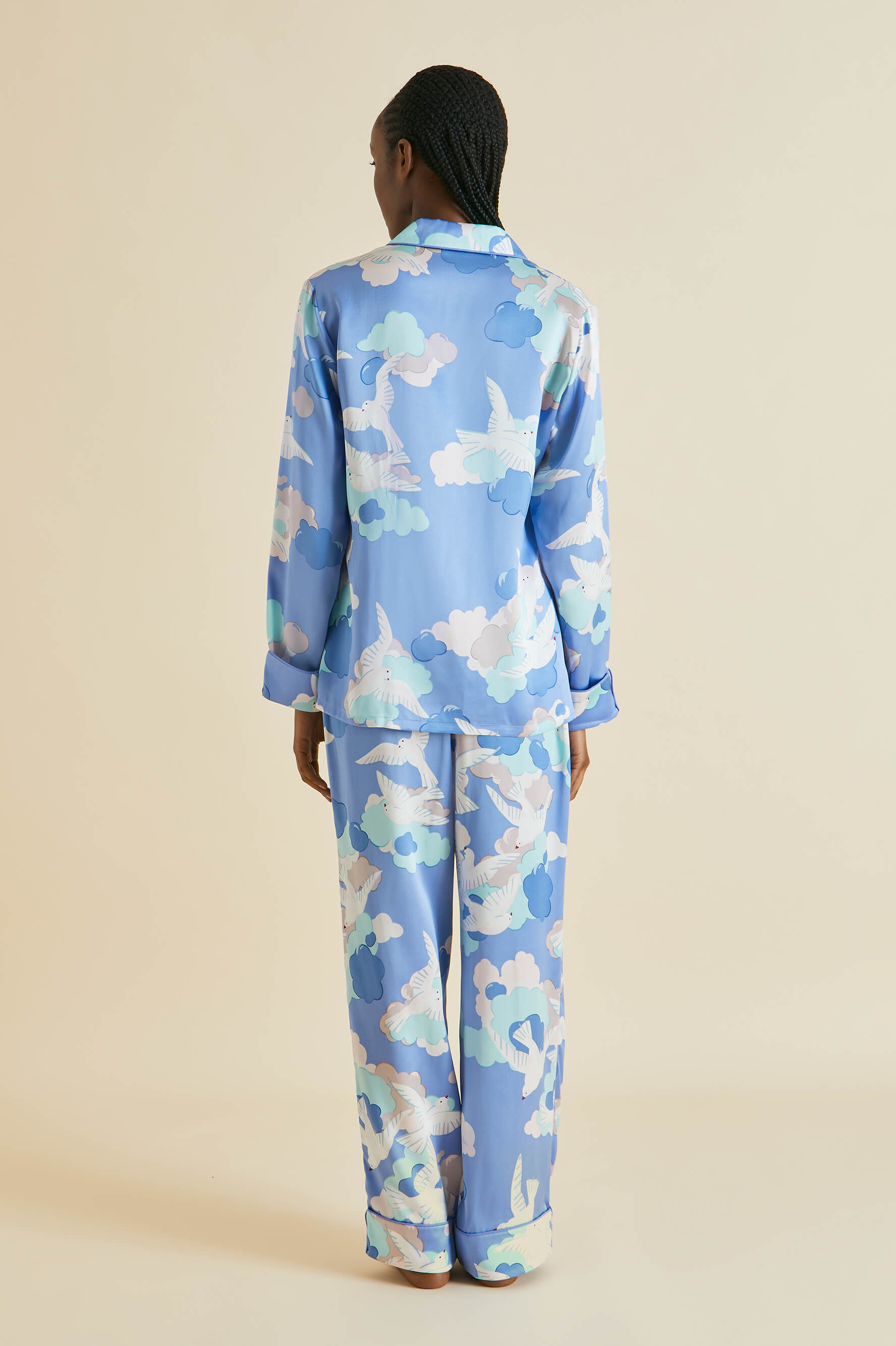 Lila Juliette Blue Dove Silk Satin Pyjamas