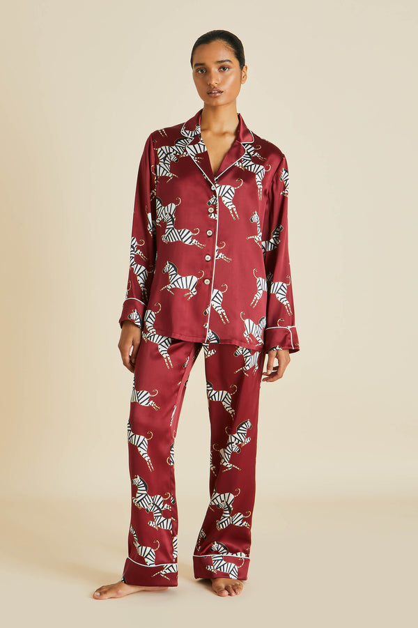 Olivia von Halle | Lila Aileas Pink Bow Silk Satin Pyjamas