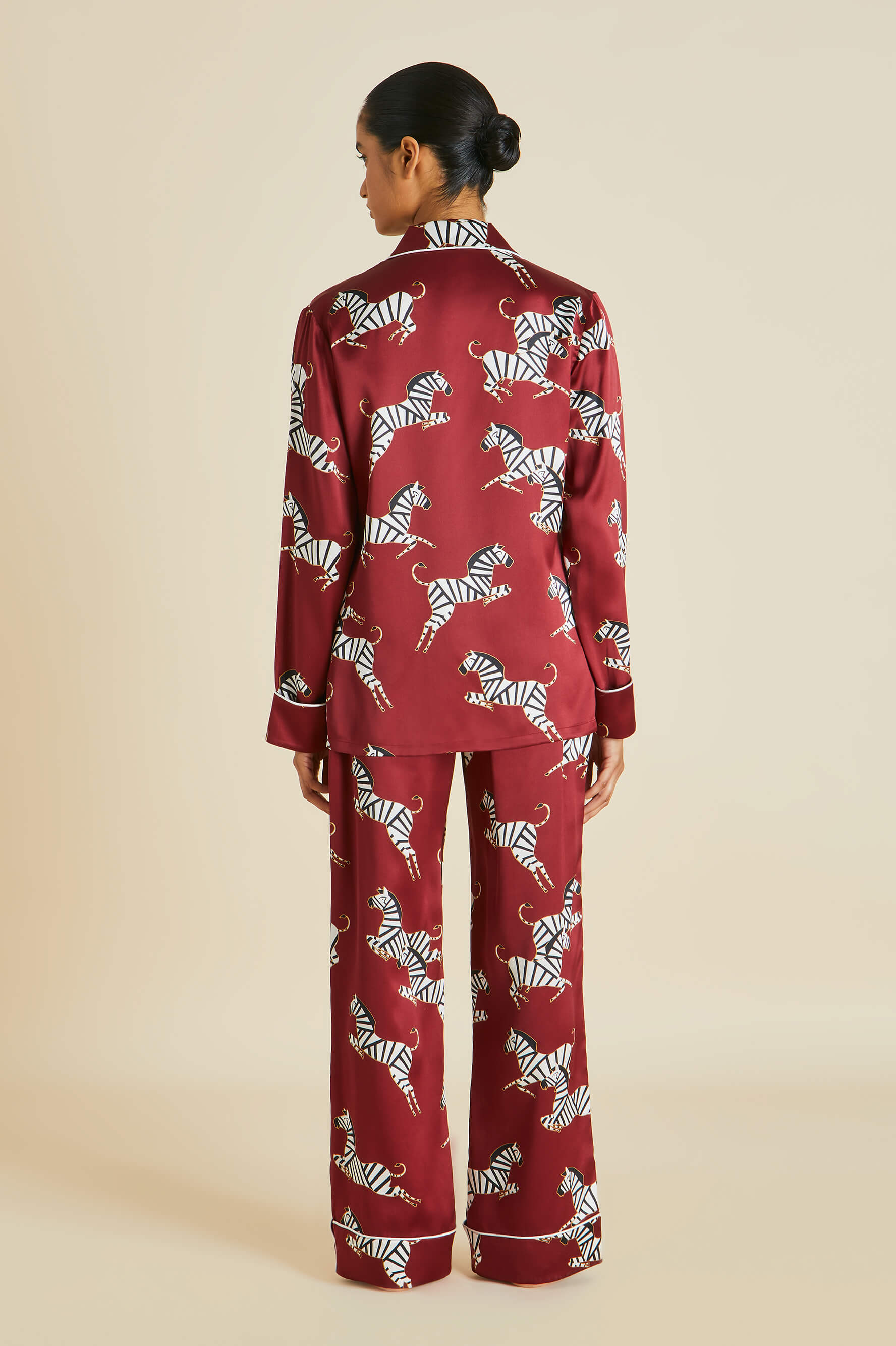 Lila Zenos Red Zebra Silk Satin Pyjamas