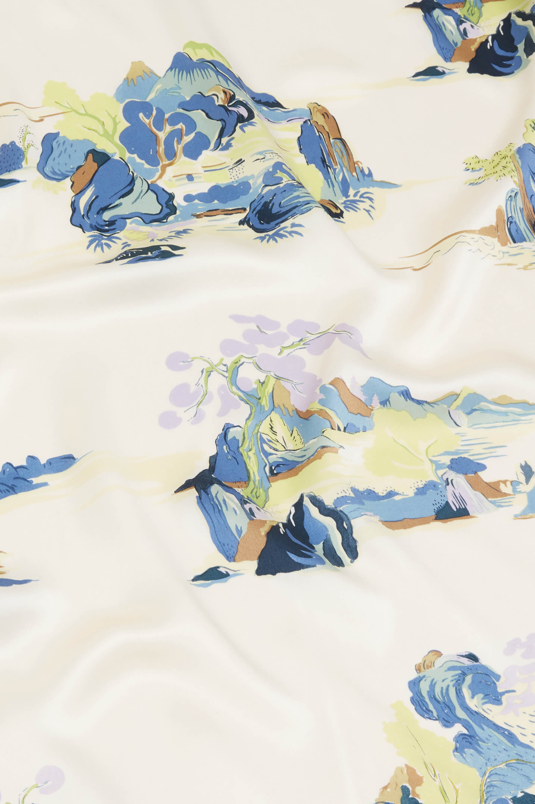 Mimi Paradise Cream Mountainscape Silk Satin Robe