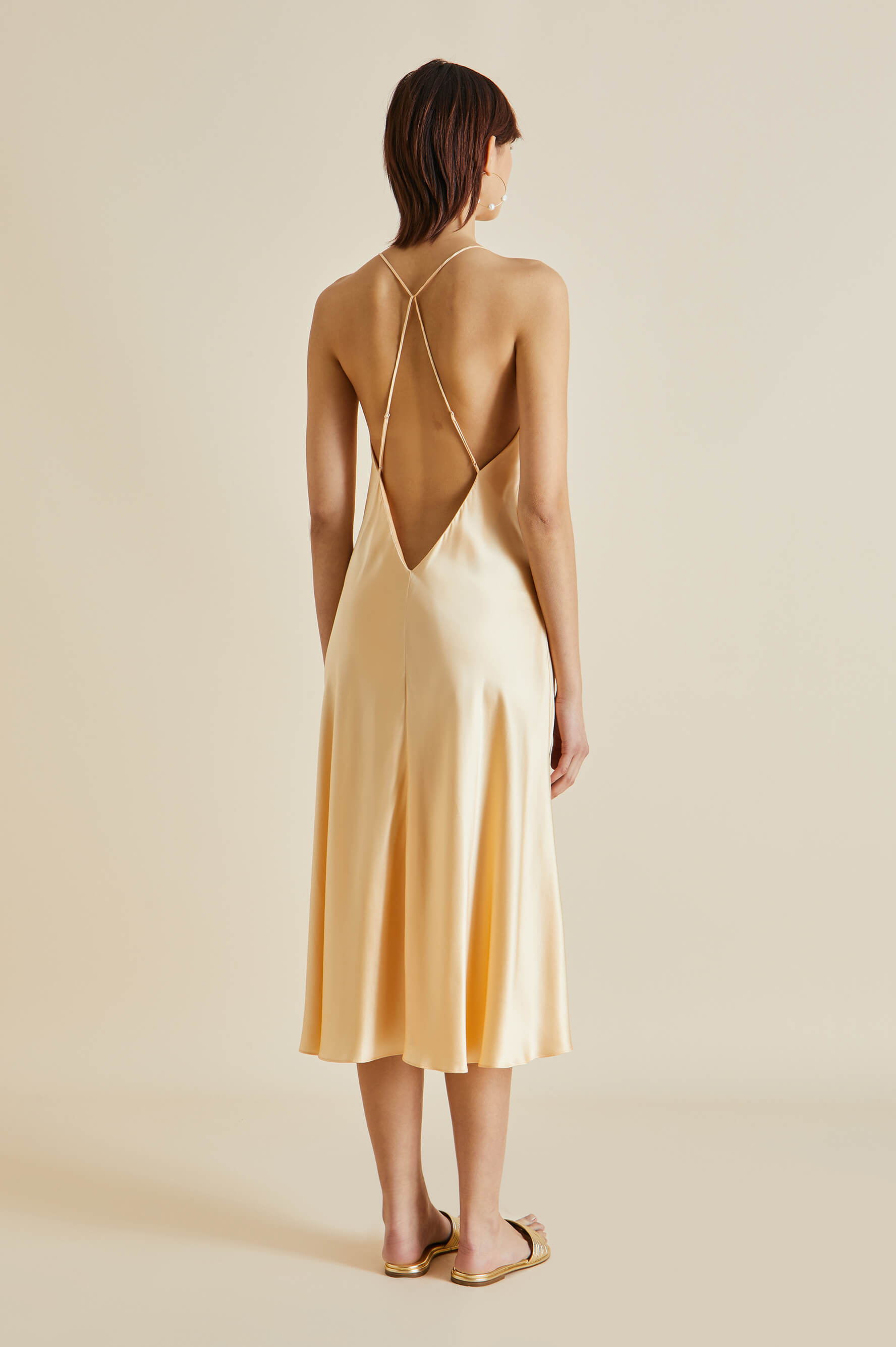 Mossy Bellini Orange Silk Satin Slip Dress
