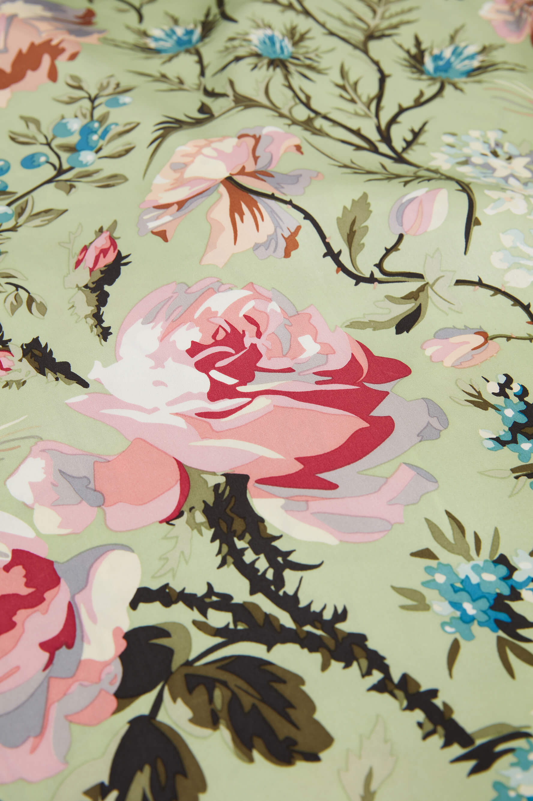 Poppy Effie Green Floral Silk Satin Nightshirt