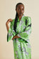 Queenie Deneuve Green Zebra Silk Satin Robe