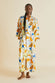 Queenie Feliu Cream Floral Silk Satin Robe