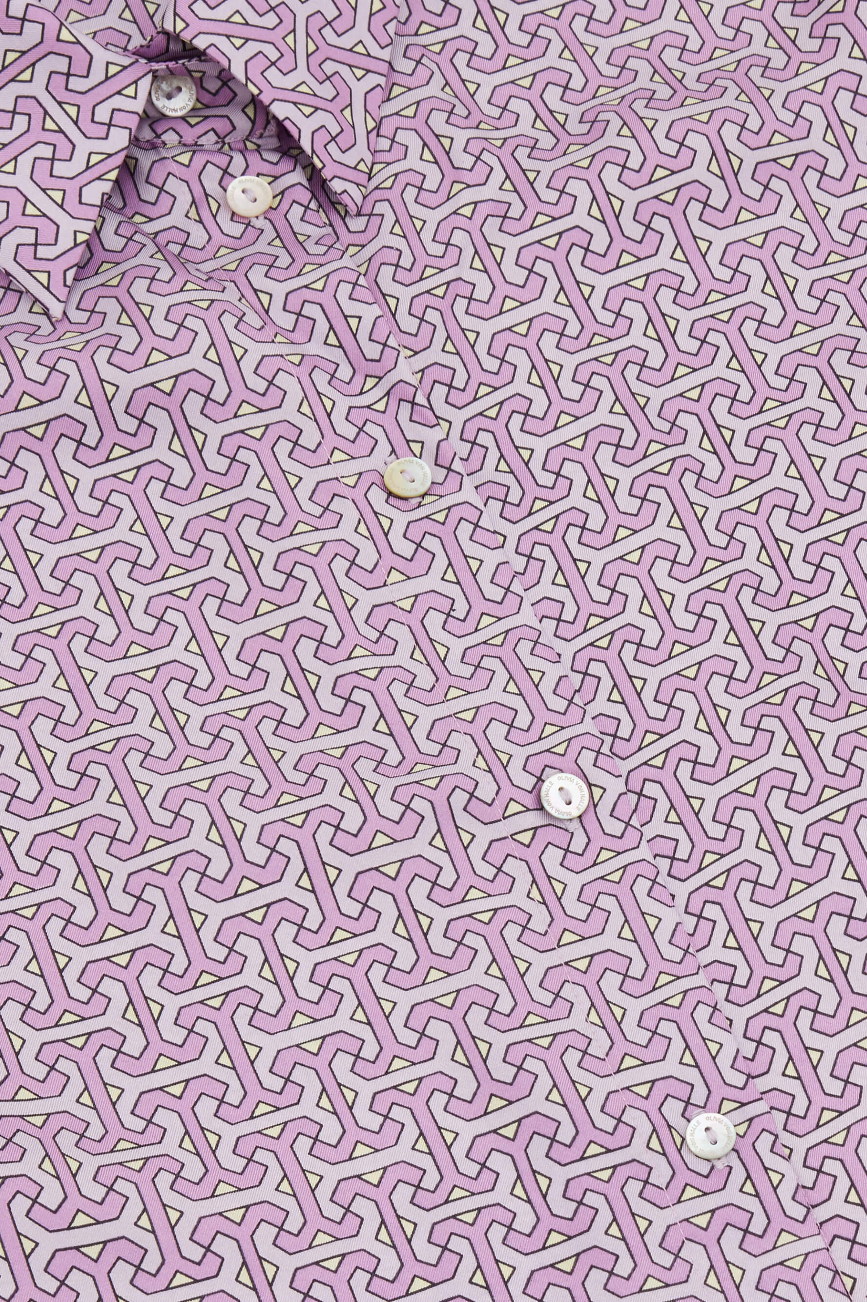 Wolfe Horizon Lilac Geometric Silk Twill Pyjamas