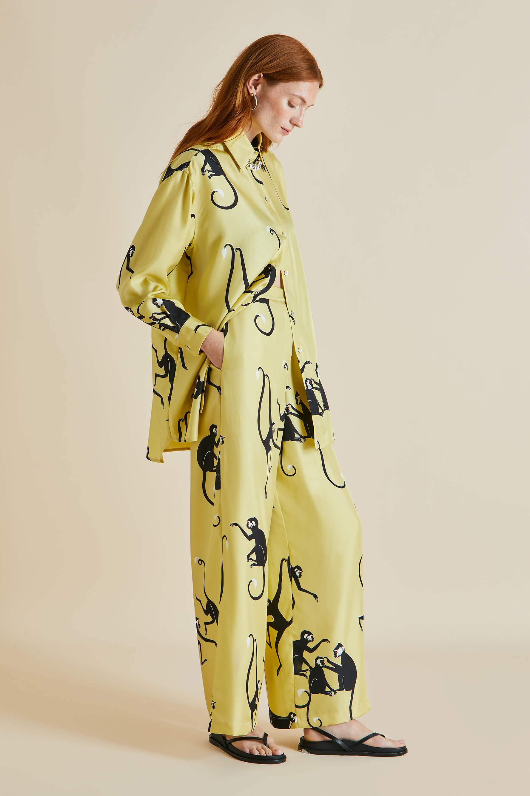 Wolfe Paloma Yellow Monkey Silk Twill Pyjamas
