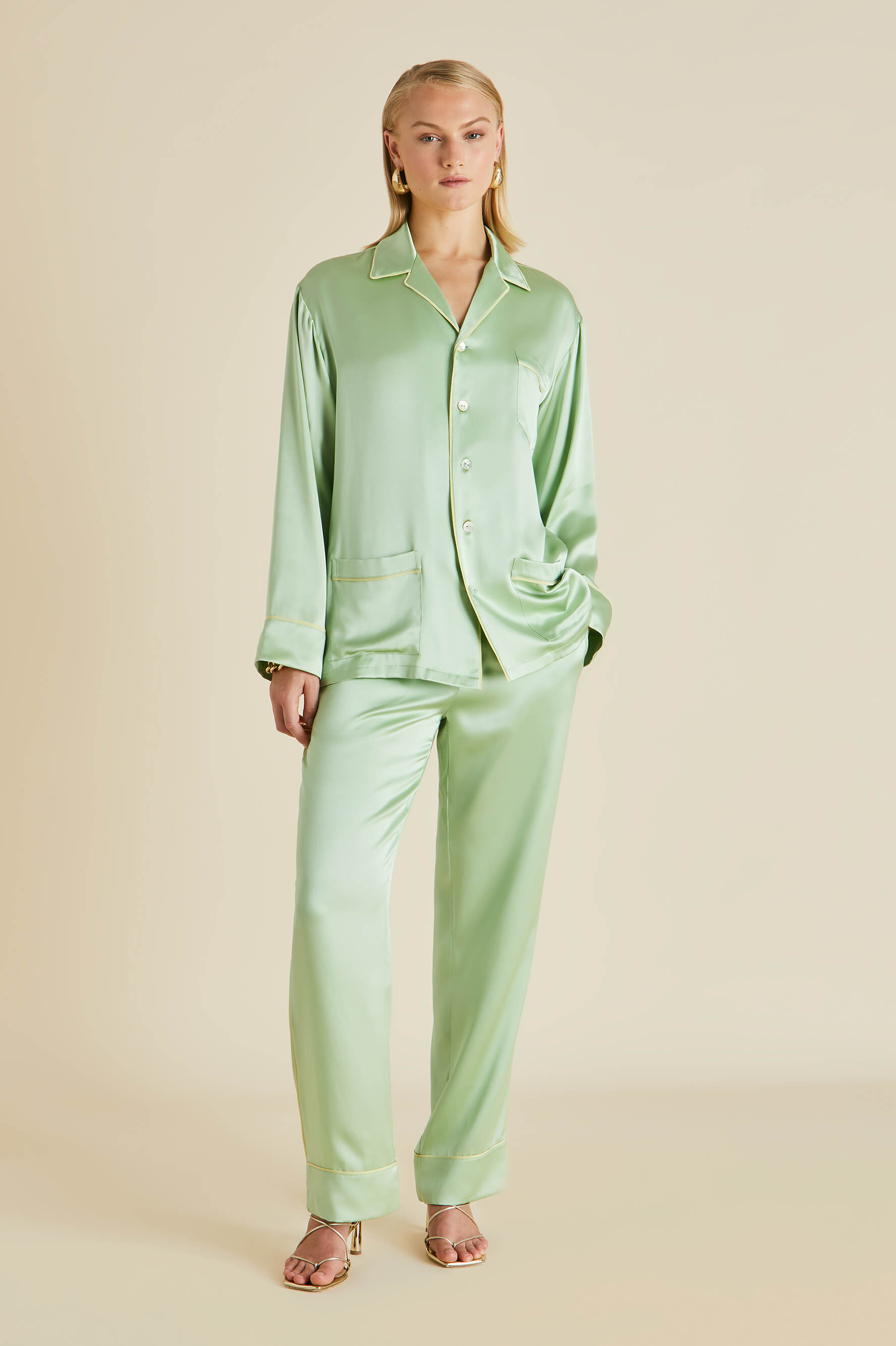 Yves Green Silk Satin Pyjamas