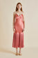 Zoya Rose Pink Silk Satin Fringed Slip Dress