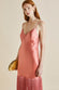 Zoya Rose Pink Silk Satin Fringed Slip Dress